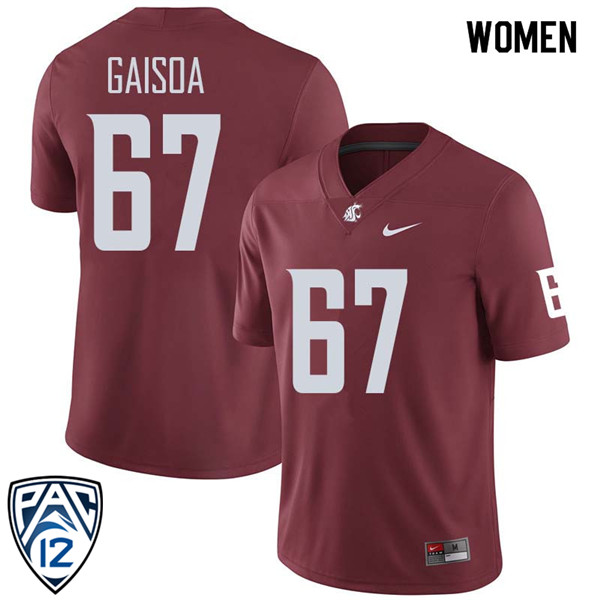 Women #67 Nilsson Gaisoa Washington State Cougars College Football Jerseys Sale-Crimson